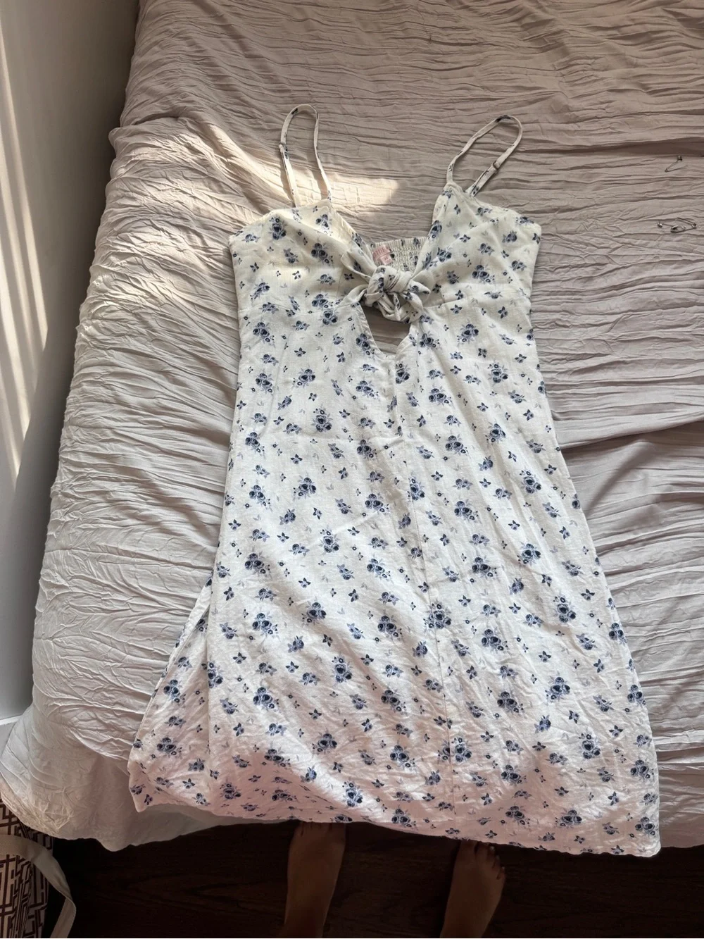 Blue Floral Tie-Front dress